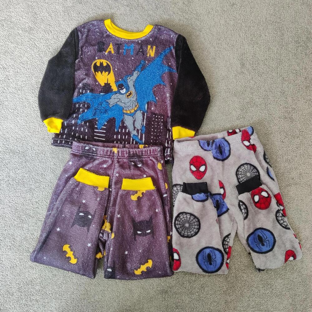 Batman & Spiderman Sherpa Loungewear PJ Set Size 5T